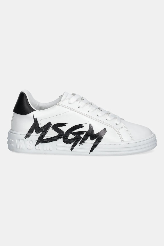 MSGM sneakersy skórzane 3841MDS506.924.01 biały SS25