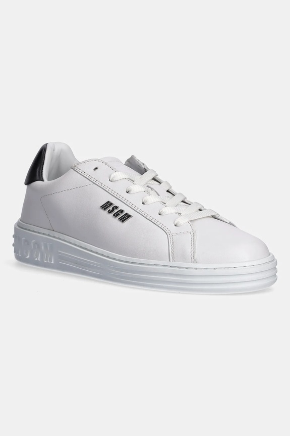 MSGM sneakersy skórzane płaska biały 3841MDS506.787.01