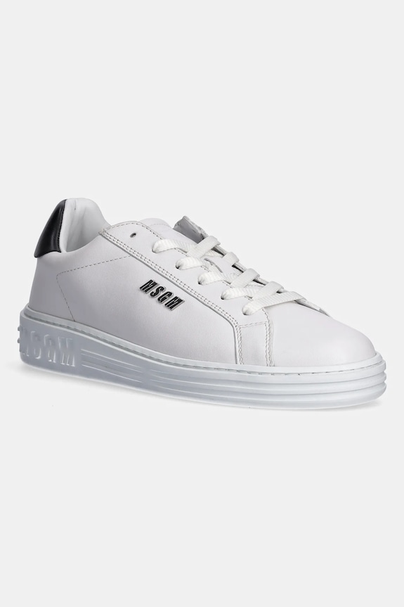 MSGM sneakersy skórzane płaska biały 3841MDS506.787.01