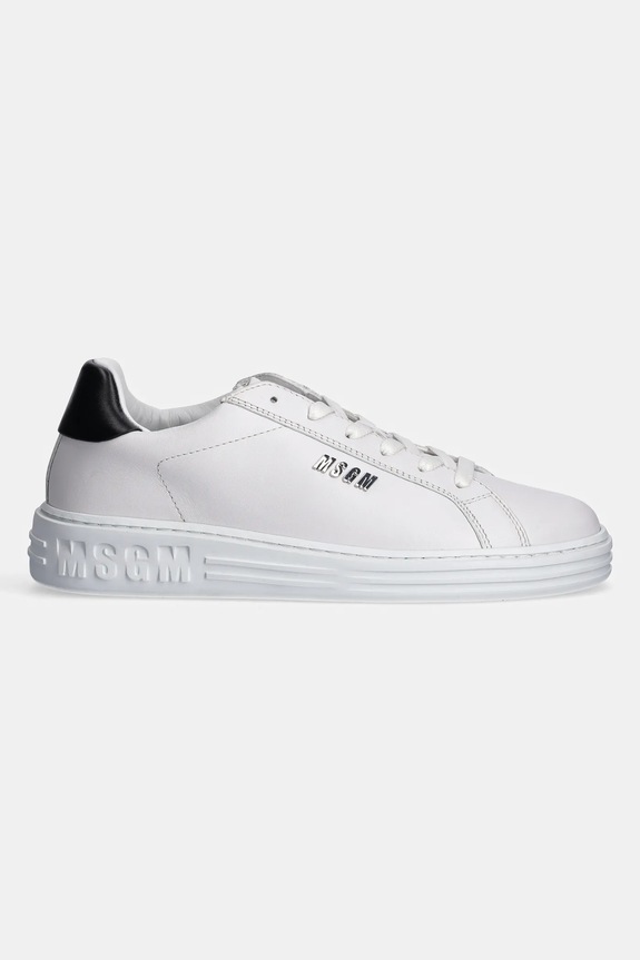 MSGM sneakersy skórzane 3841MDS506.787.01 biały SS25