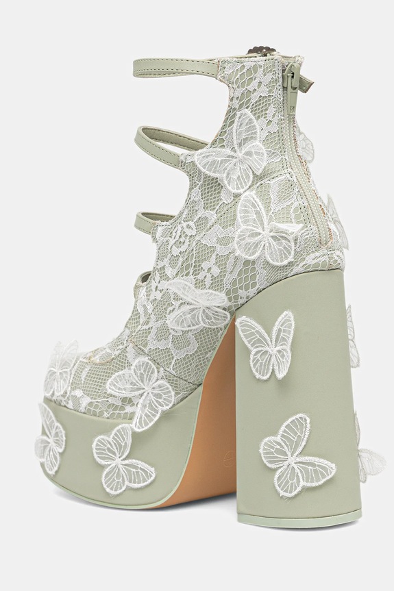 Взуття Туфлі Koi Footwear Wild Lotus Butterfly Lace Platform Heels DBP47 зелений