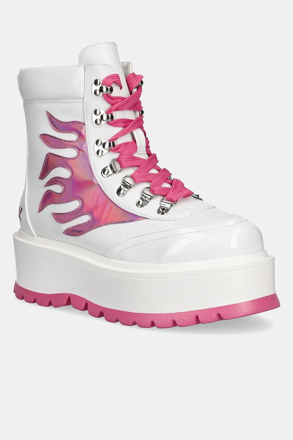 Koi Footwear bokacsizma Kawaii Helios Hologram Flame Boots platform fehér KawaiiHeliosPink