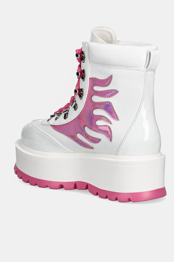 Cipők Koi Footwear bokacsizma Kawaii Helios Hologram Flame Boots KawaiiHeliosPink fehér