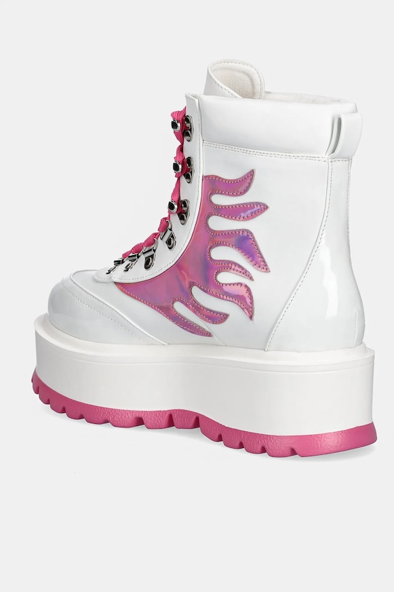 Cipők Koi Footwear bokacsizma Kawaii Helios Hologram Flame Boots KawaiiHeliosPink fehér