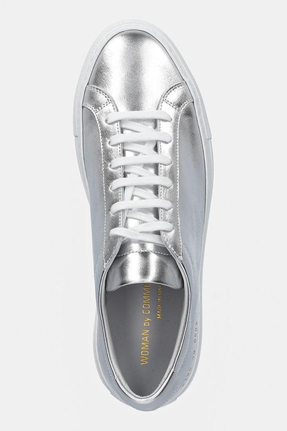 Kožené tenisky Common Projects Achilles Shiny strieborná 6185.0509