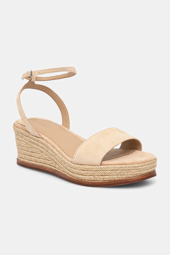 Lauren Ralph Lauren sandały zamszowe Leona skóra zamszowa beżowy 802920421010.101