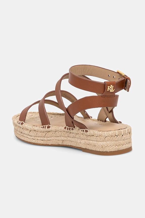 Încălțăminte Lauren Ralph Lauren espadrile de piele Polly Gldtr 802961839001.200 maro