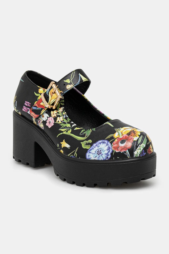 Koi Footwear pumps TIRA MARY JANES ‘FLORAL EDITION’ gros negru ND68.Floral