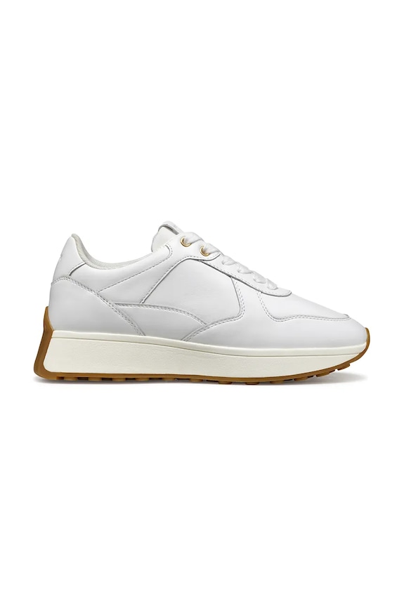 Kožené sneakers boty Geox D AMABEL plochá bílá D45MDA.00085.C1000