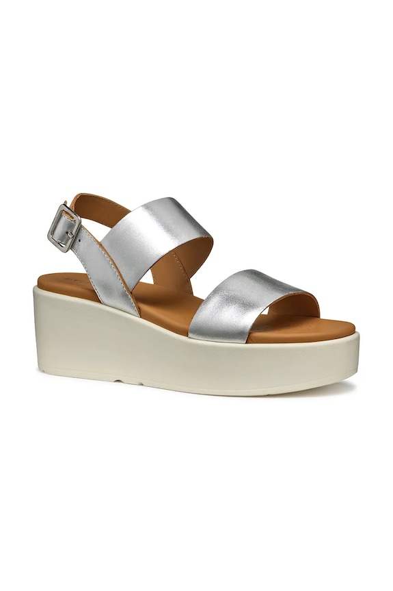 Δερμάτινα σανδάλια Geox D XAND 2.2S D45M1A.000CF.C1007 ασημί SS25