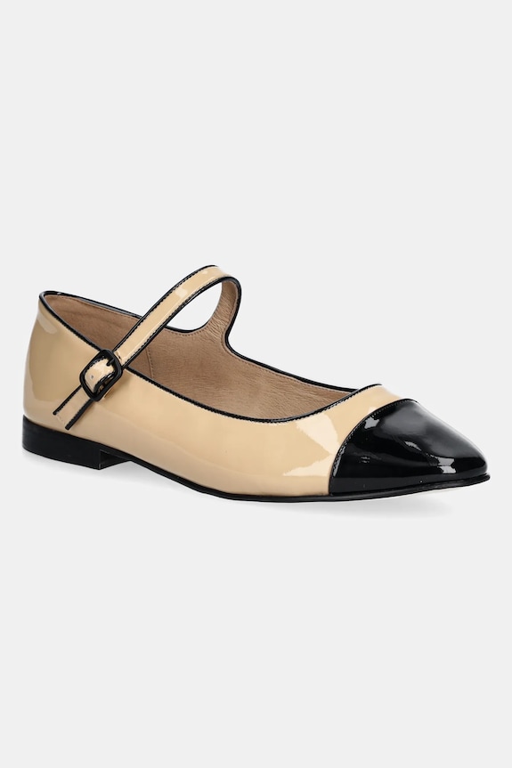 Jeffrey Campbell baleriny skórzane CURVET skóra lakierowana beżowy JCD.205.15.01