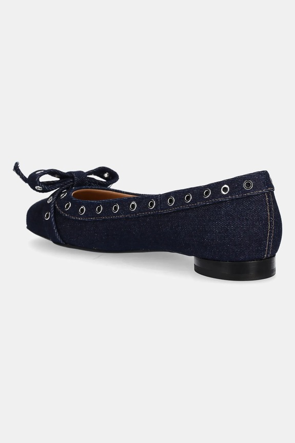 Obuwie GANNI baleriny Eyelets Bow Ballerina Denim S2756 granatowy