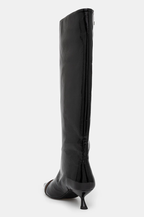 Obuwie GANNI kozaki Eyelets Slouchy High Shaft Boot Naplack S2835 czarny