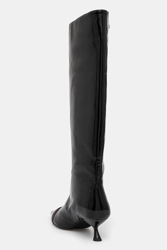 Obuwie GANNI kozaki Eyelets Slouchy High Shaft Boot Naplack S2835 czarny
