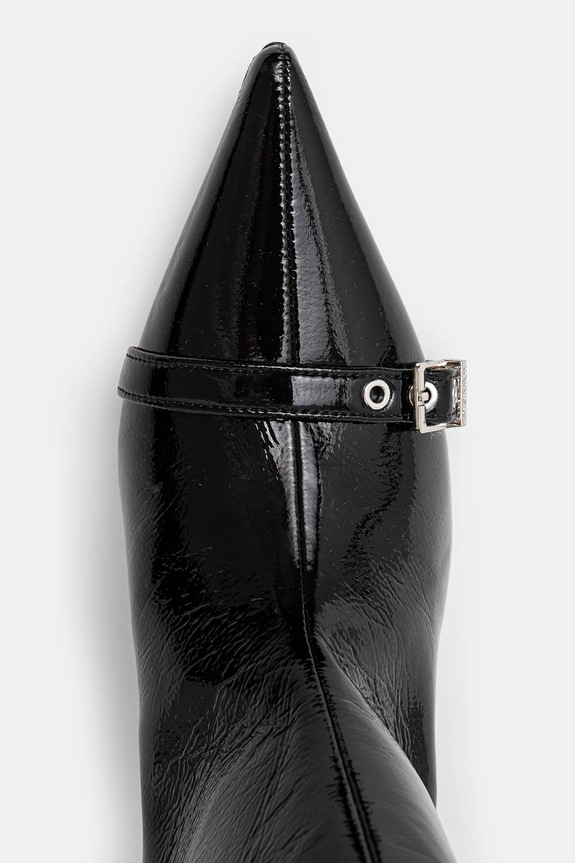 GANNI kozaki Eyelets Slouchy High Shaft Boot Naplack czarny S2835