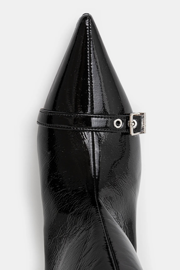 GANNI kozaki Eyelets Slouchy High Shaft Boot Naplack czarny S2835