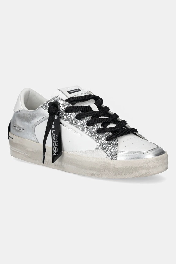 Kožené tenisky Crime London SK8 DELUXE textilný strieborná 26102PP5