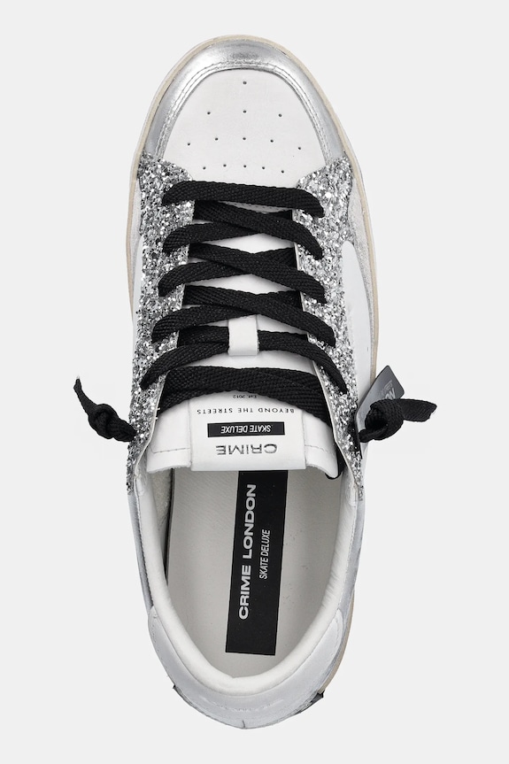 Kožené tenisky Crime London SK8 DELUXE strieborná 26102PP5