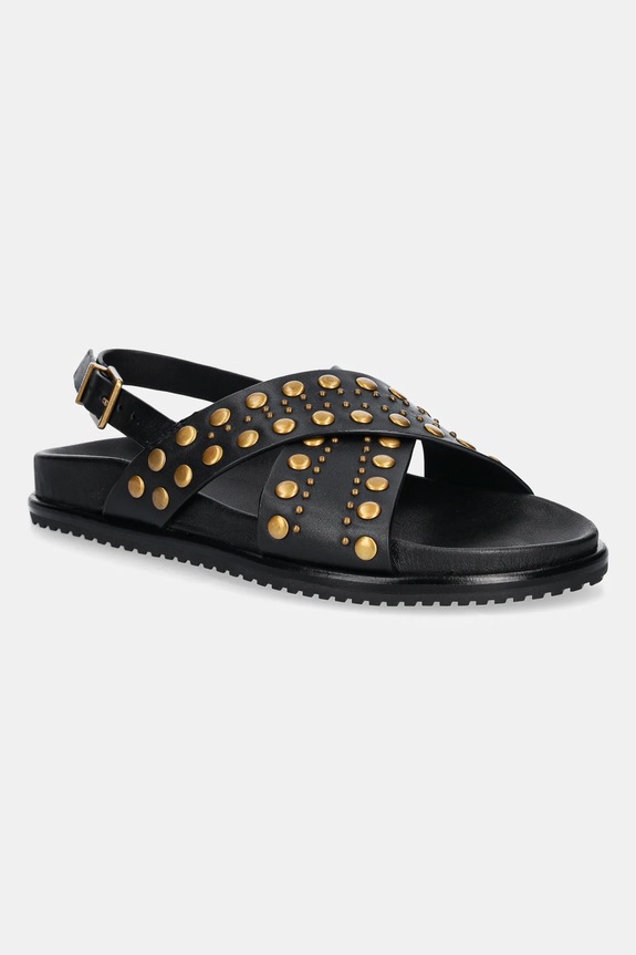 Twinset sandali in pelle flat nero 251TGT070.00006