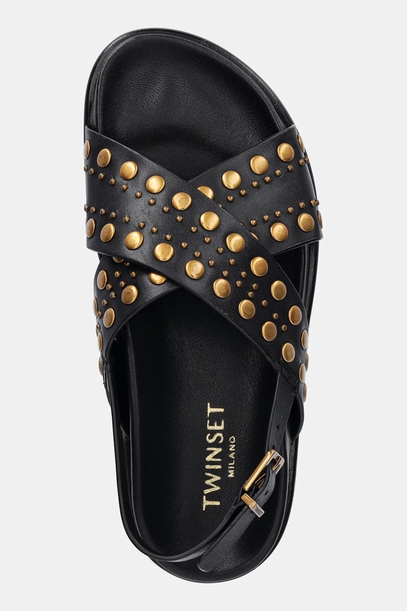 Twinset sandali in pelle nero 251TGT070.00006