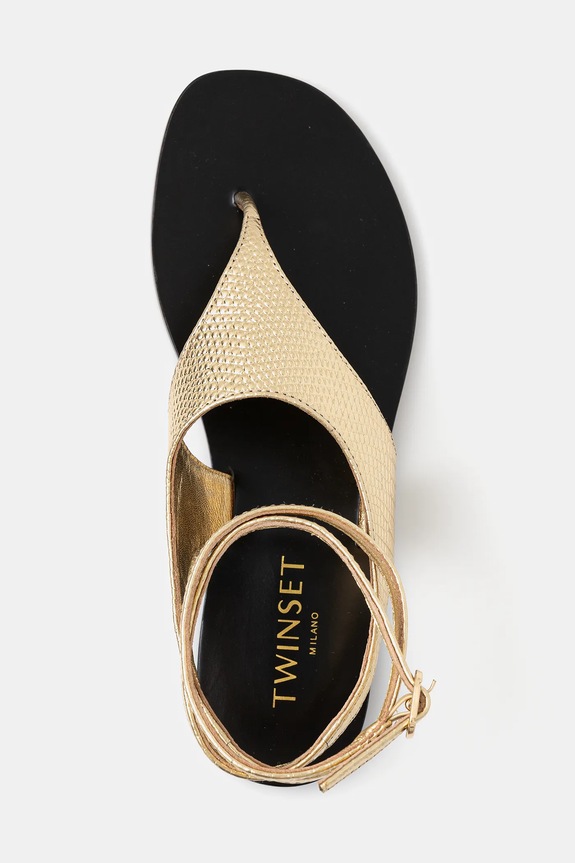 Twinset sandale de piele aur 251TGT170.12384