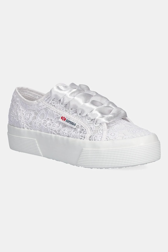 Superga tenisówki FLOWER MACRAME płaska biały S2136QW.A0A