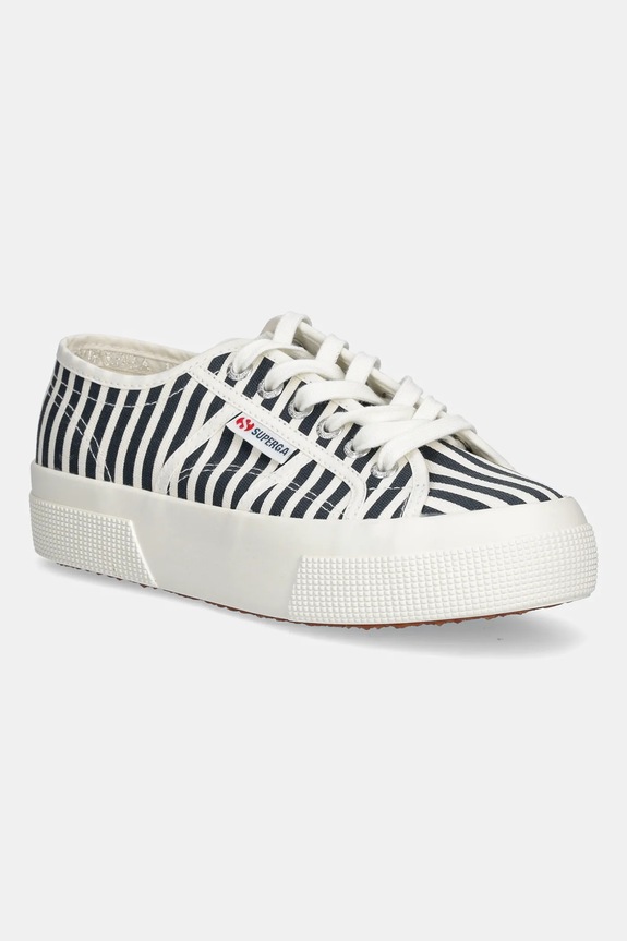 Teniske Superga STRIPES PRINT Raven mornarsko modra S2136YW.AD5