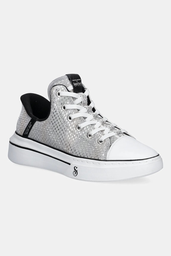 Πάνινα παπούτσια Skechers SNOOP ONE DISCO πλατφόρμα ασημί 186006