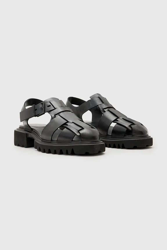 Шкіряні сандалі AllSaints Tess Sandal W041FC чорний SS25