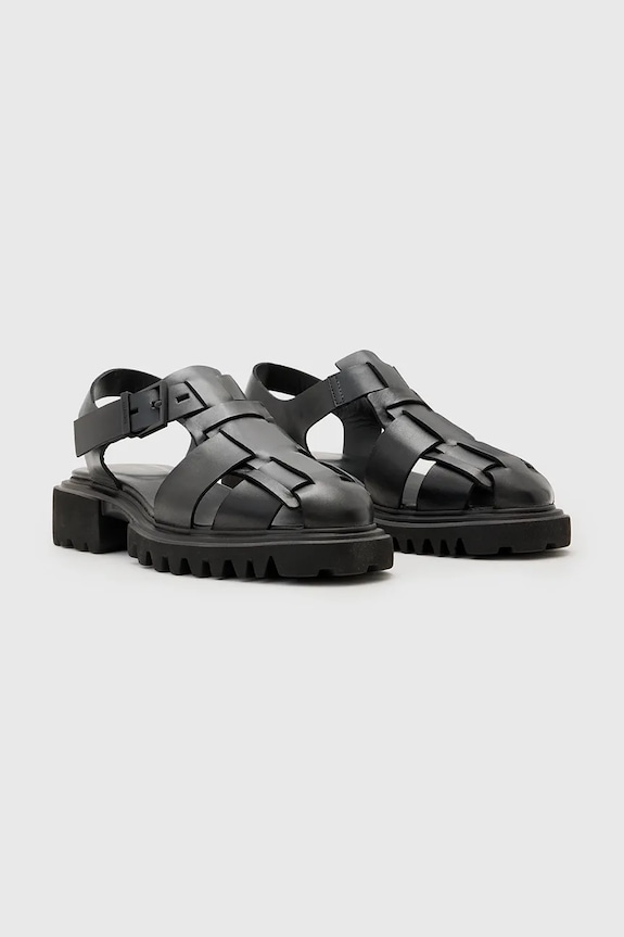 Шкіряні сандалі AllSaints Tess Sandal W041FC чорний SS25
