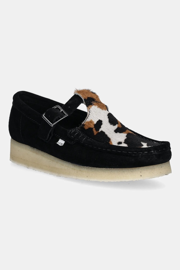 Замшеві мокасини Clarks Originals Wallabee T Bar замша чорний 26180686