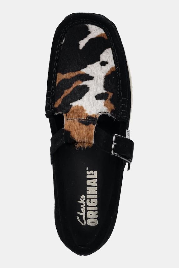 Замшеві мокасини Clarks Originals Wallabee T Bar чорний 26180686