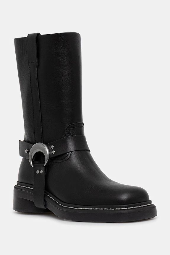 Kožne gležnjače Marine Serre Smooth Leather MS Moto bez tople podstave crna WFW045A.RLEA0017