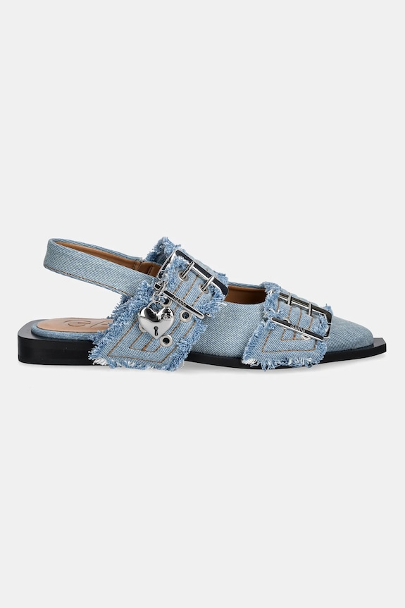 GANNI baleriny Feminine Buckle Ballerina Charms Denim S2939 niebieski SS25