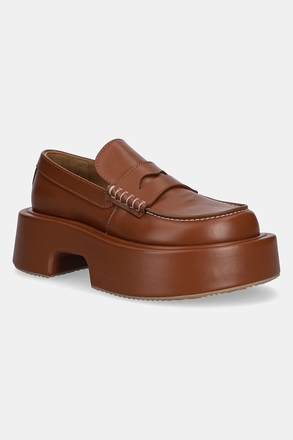 JW Anderson mokasyny skórzane Platform Moccasin platforma brązowy FW0169.LA0020.640