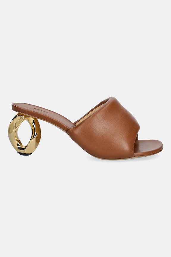 Шкіряні шльопанці JW Anderson Chain Heel Open Mule SN0076.LA0161.640 коричневий SS25