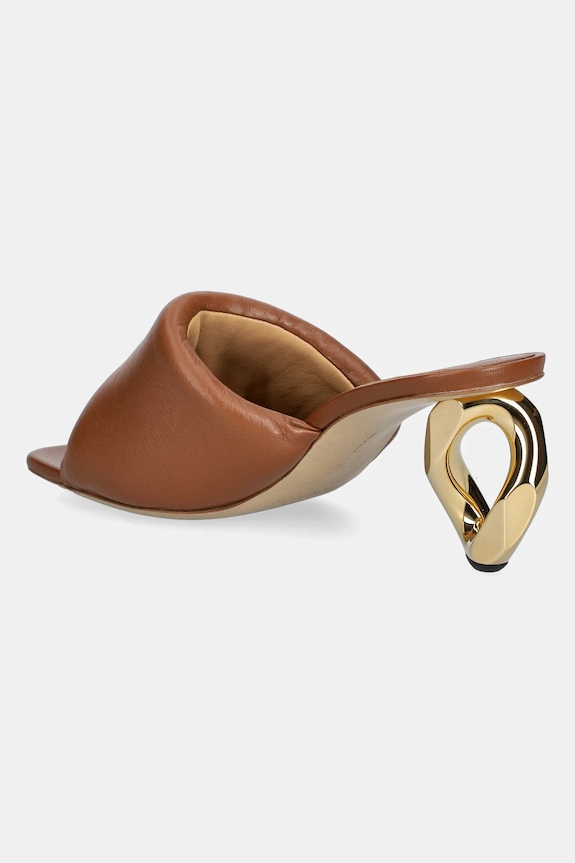 Взуття Шкіряні шльопанці JW Anderson Chain Heel Open Mule SN0076.LA0161.640 коричневий