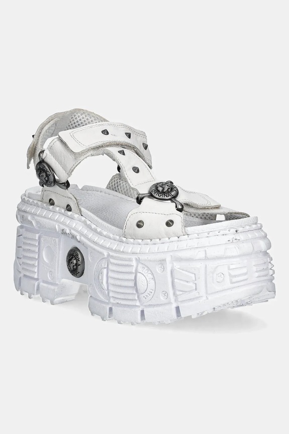 New Rock sandali in pelle NAPA BLANCA pelle fiore bianco M.BIOS120.C8
