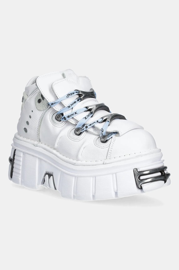 New Rock sneakers in pelle platform bianco M.106.C187