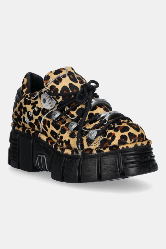 Замшеві кросівки New Rock Pelo Leopardo Cuero M Tower Negro Lateral платформа коричневий M.120N.C54