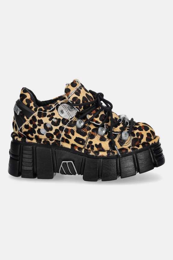 Замшеві кросівки New Rock Pelo Leopardo Cuero M Tower Negro Lateral M.120N.C54 коричневий SS25