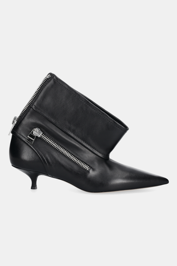 Кожени боти JW Anderson Biker Kitten Heel BT0105.LA0268 черен SS25