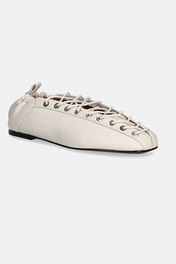 GANNI baleriny Eyelets Lace Up beżowy S2962