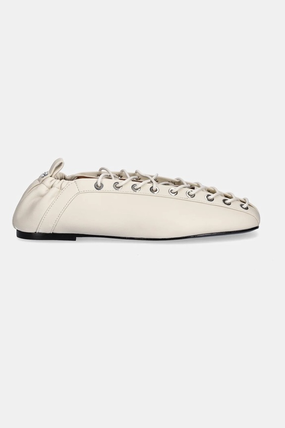 GANNI baleriny Eyelets Lace Up S2962 beżowy SS25