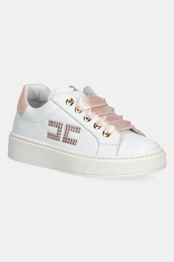 Elisabetta Franchi sneakersy skórzane dziecięce niska biały F1A9.E0222