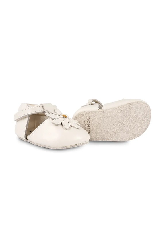 Donsje balerini din piele pentru bebelusi Franny Shoes Daisy alb 1041002