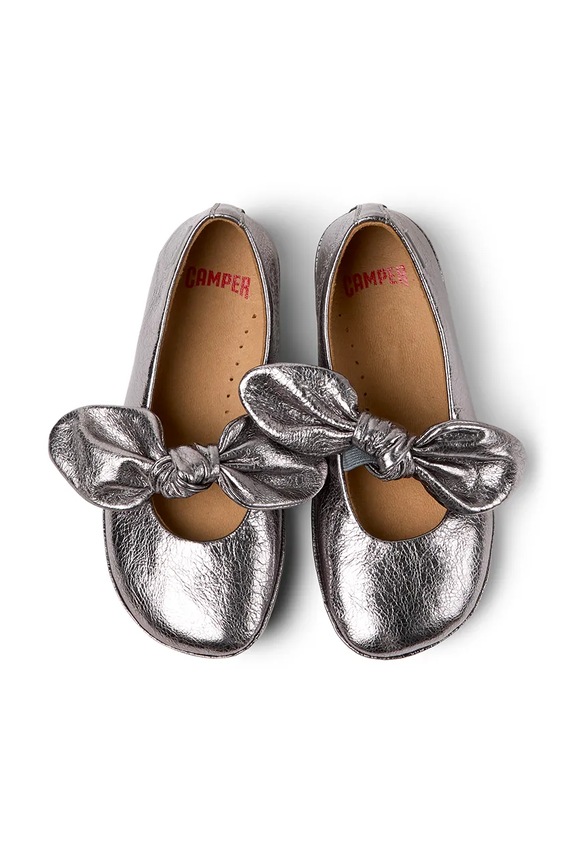 Camper baleriny skórzane dziecięce Right Kids srebrny K800434.28.34