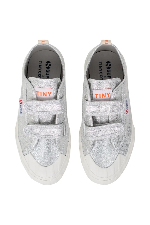 Tinycottons teniși copii METALLIC SNEAKERS X SUPERGA argintiu SS25.911