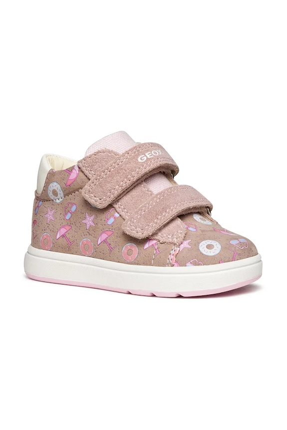 Geox sneakersy zamszowe dziecięce BIGLIA imitacja skóry licowej różowy B044CC.00720