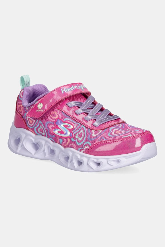 Παιδικά sneakers Skechers HEART LIGHTS απομίμηση λείου δέρματος ροζ 303257L